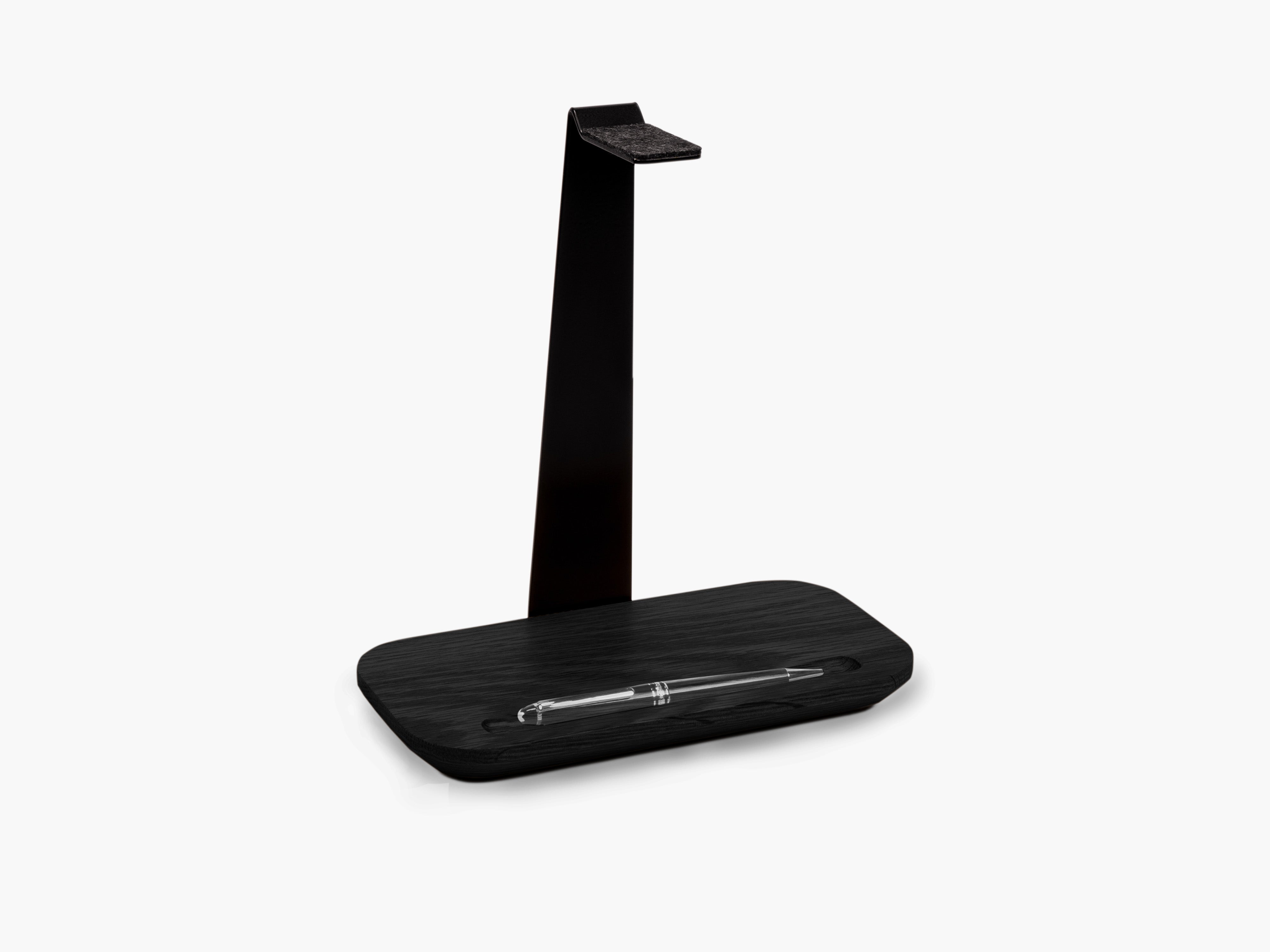 balolo, Kopfhörerhalter Solo, Organizer für Kopfhörer, hochwertiger Kopfhörerhalter, Eichenholz, Kopfhörerständer, headphone stand, headphone organizer, oak, elegant headphone storage, desk organizer, #material_All Black