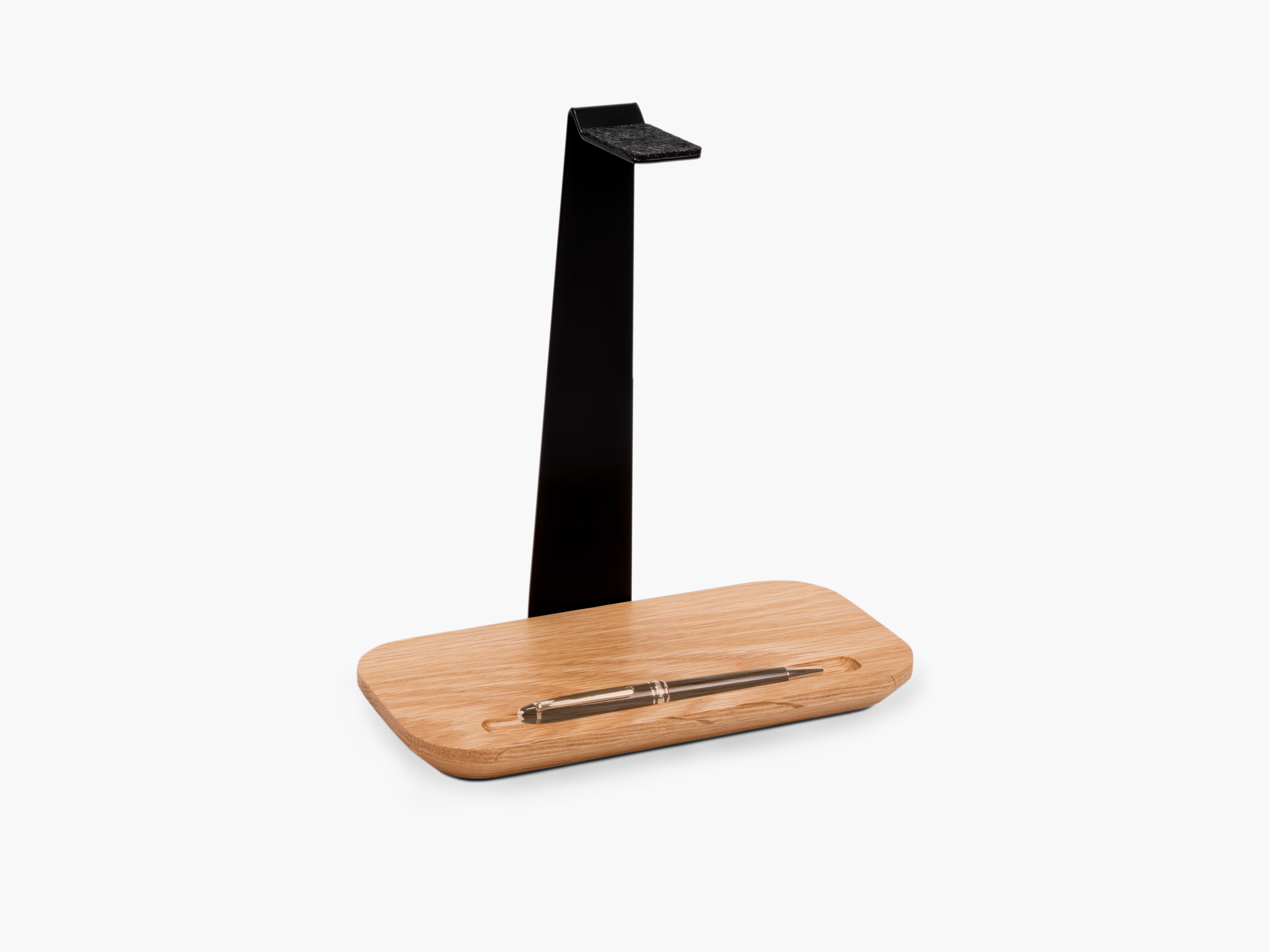 balolo, Kopfhörerhalter Solo, Organizer für Kopfhörer, hochwertiger Kopfhörerhalter, Eichenholz, Kopfhörerständer, headphone stand, headphone organizer, oak, elegant headphone storage, desk organizer, #material_ Eiche