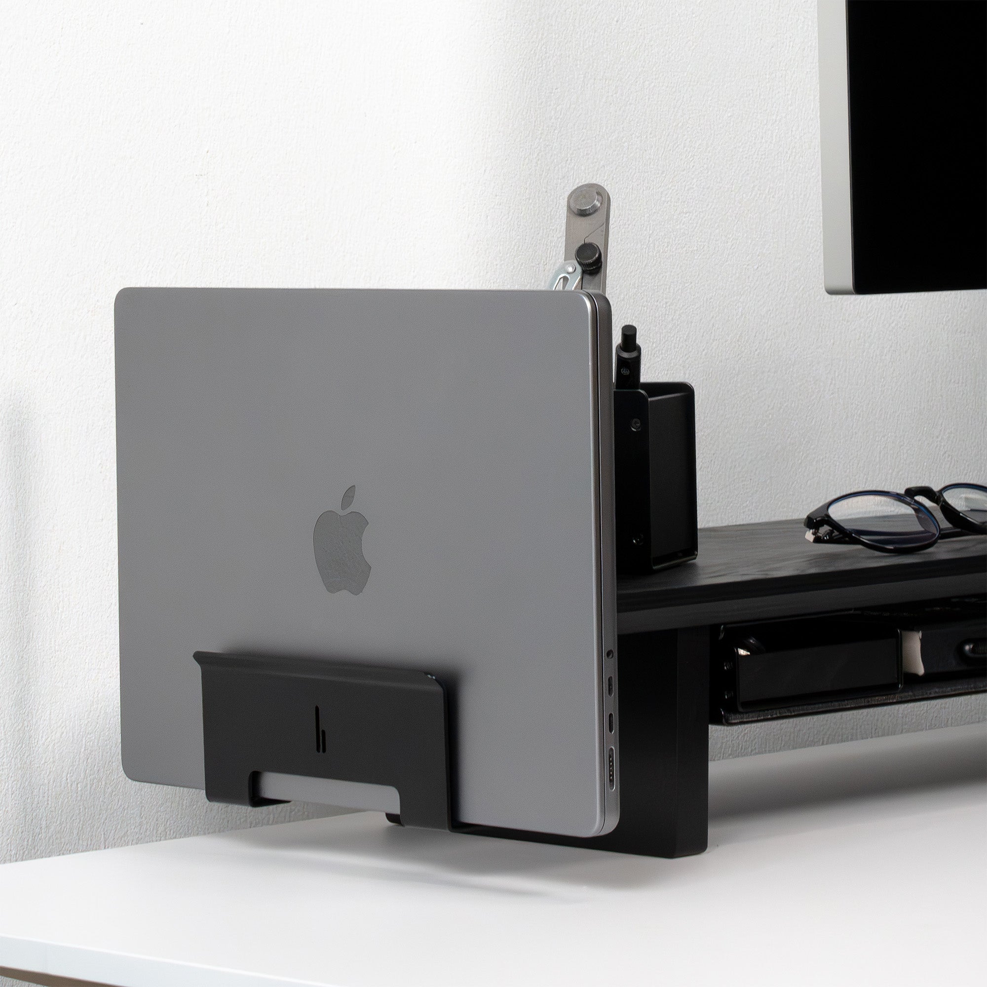 BALOLO, Setup Cockpit, Monitor Stand, Monitor Riser, Desk Shelf, modular desk shelf, desk organization, desk setup, desk organizer, desk accessories, ergonomic workspace, organized workspace, work from home setup, office, dual monitor setup, American Walnut, Walnut Wood, monitor stand made from wood