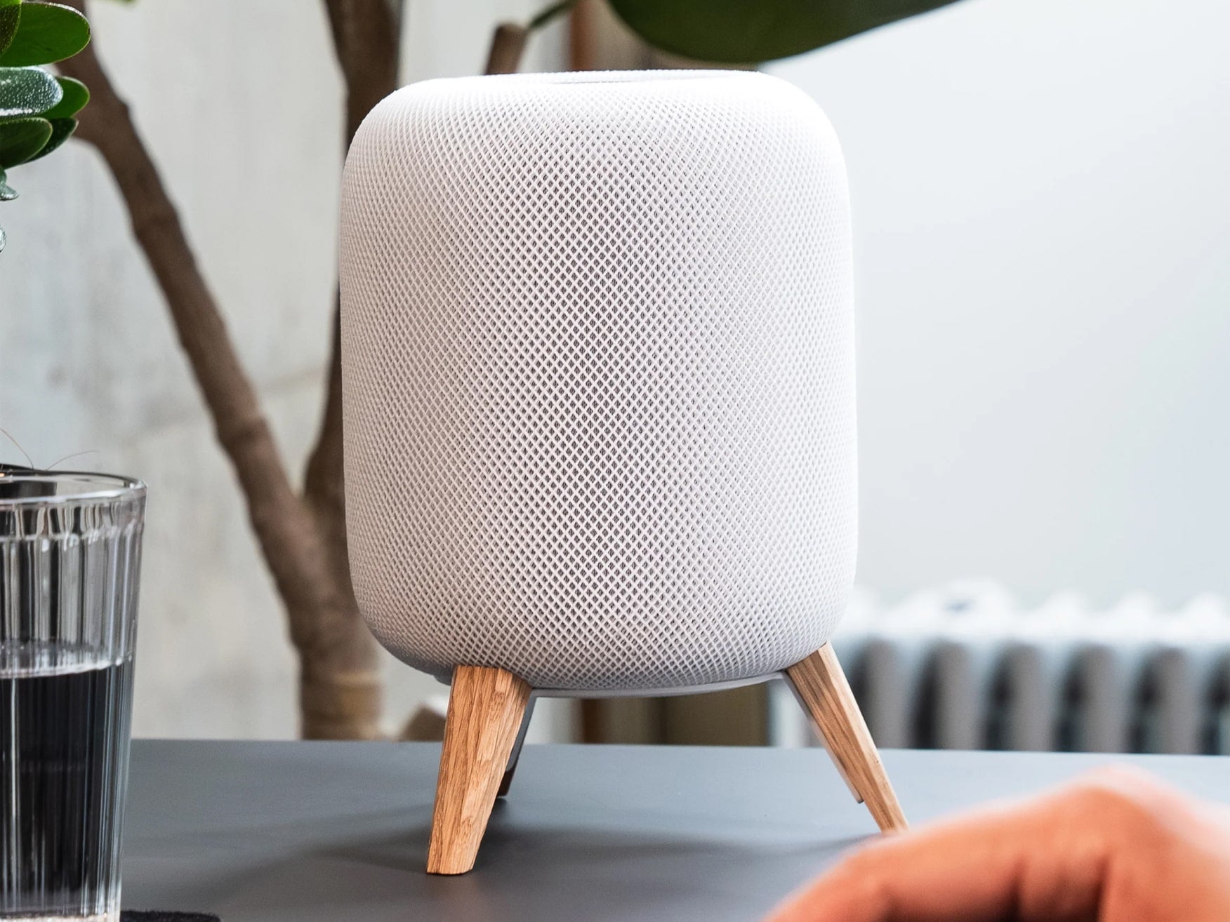 BALOLO, Apple HomePod, TriPod Max, smart speaker, smart speaker stand, home, living room, office, Apple, speaker stand, HomePod Ständer, Stahl, steel, minimalist living, American Oak, Eichenholz, #material_Eiche