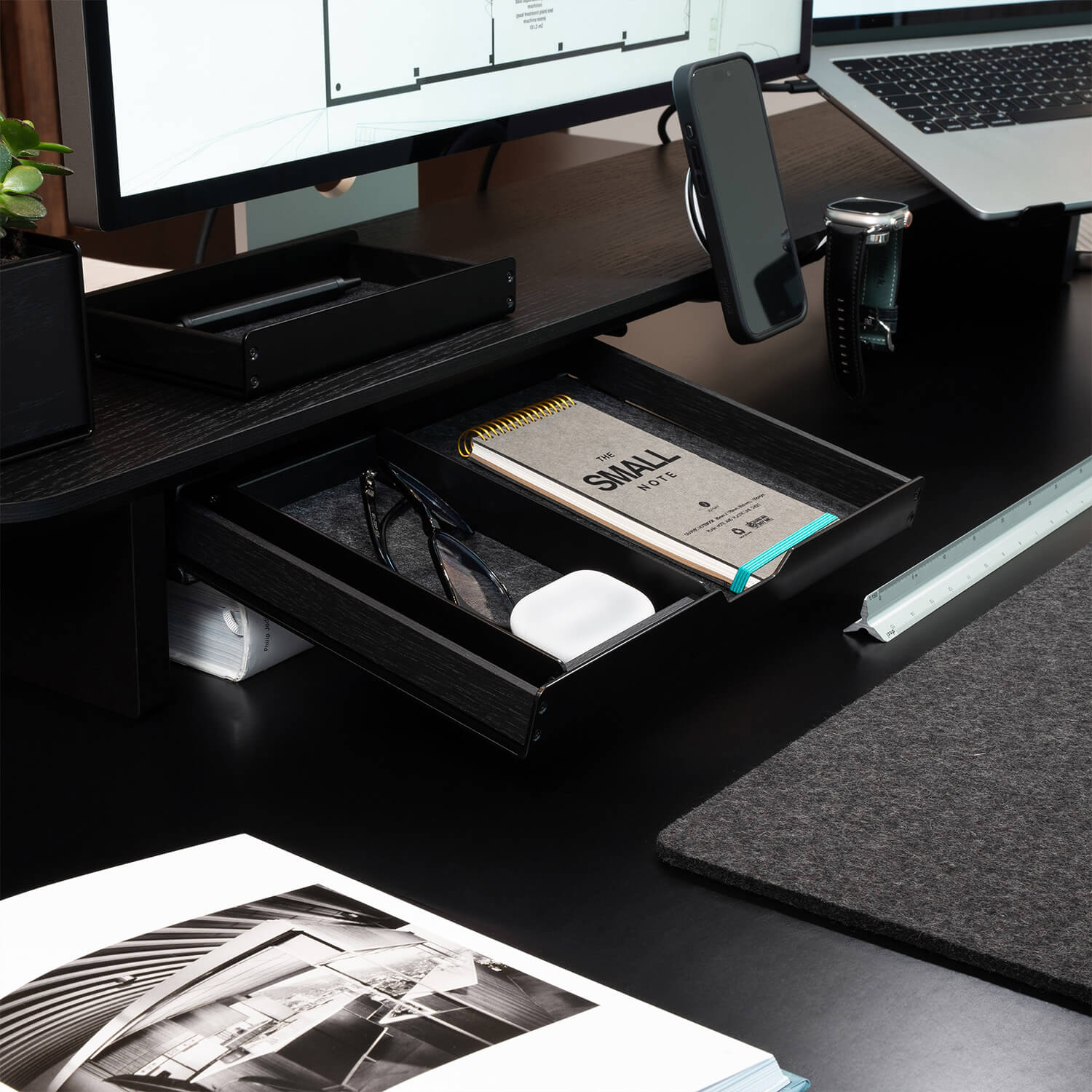 BALOLO, Stiftablage Large, Stiftablage, Stiftfach, Papierfach, Ablagefach, Schreibtischablage, Schreibtischzubehör, organisierter Schreibtisch, organisierter Arbeitsplatz, Monitorständer, Monitorerhöhung, Modulare Monitorerhöhung, Home Office, Büro