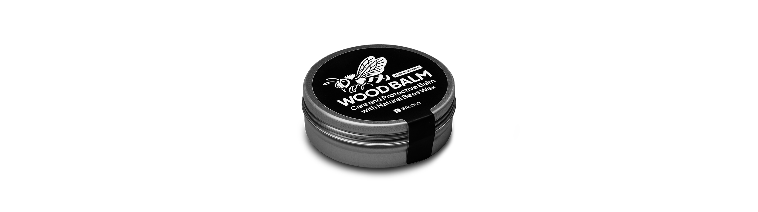 Produktfoto des BALOLO Wood Balm, ausgeschnitten auf transparentem Hintergrund.