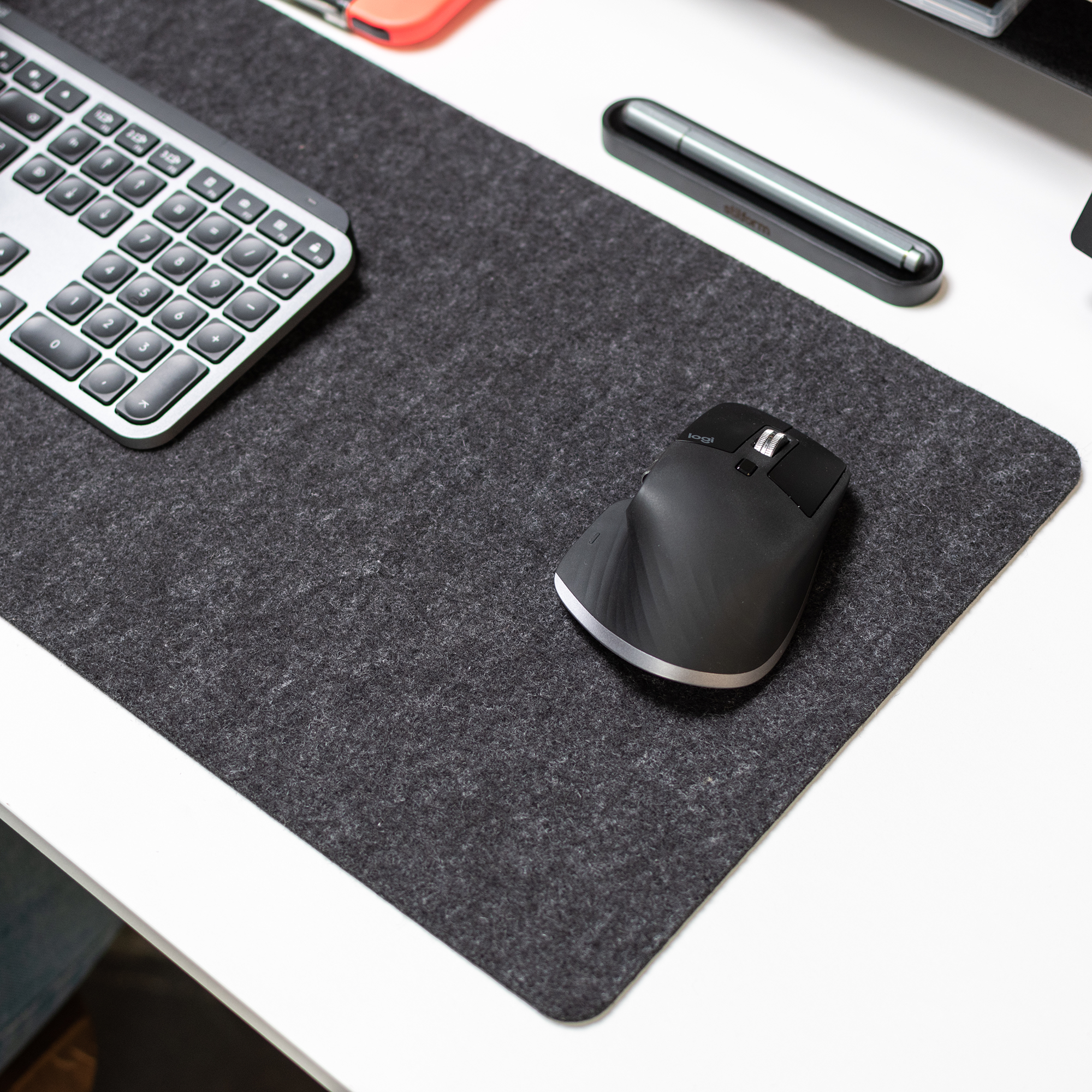 Desk Mat Felt Filz Computermaus Mouse Keyboard Tastatur Schreibtischunterlage Filz grau-meliert