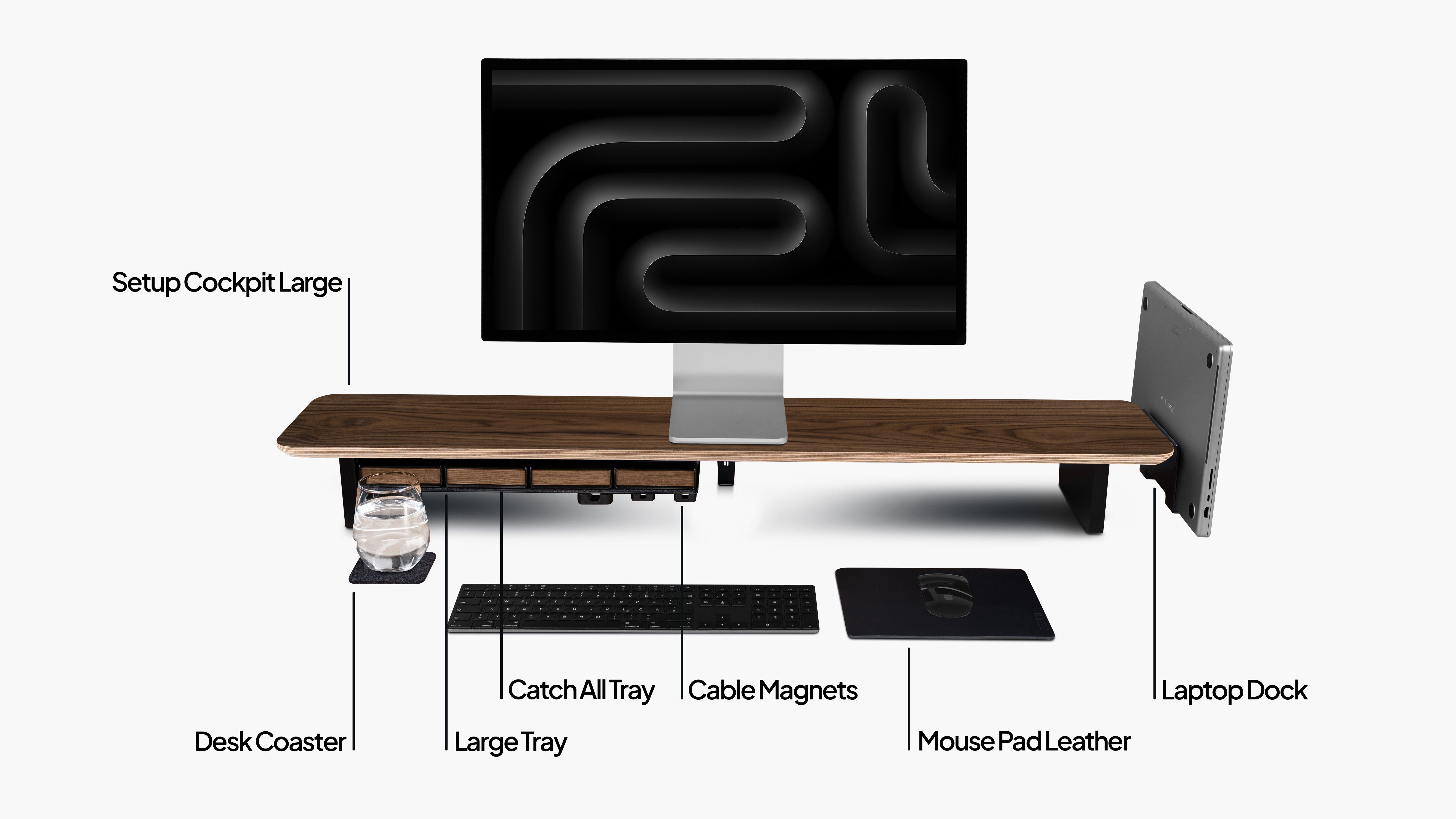 The Setup Cockpit Large & Laptop Dock Set - Walnut | BALOLO