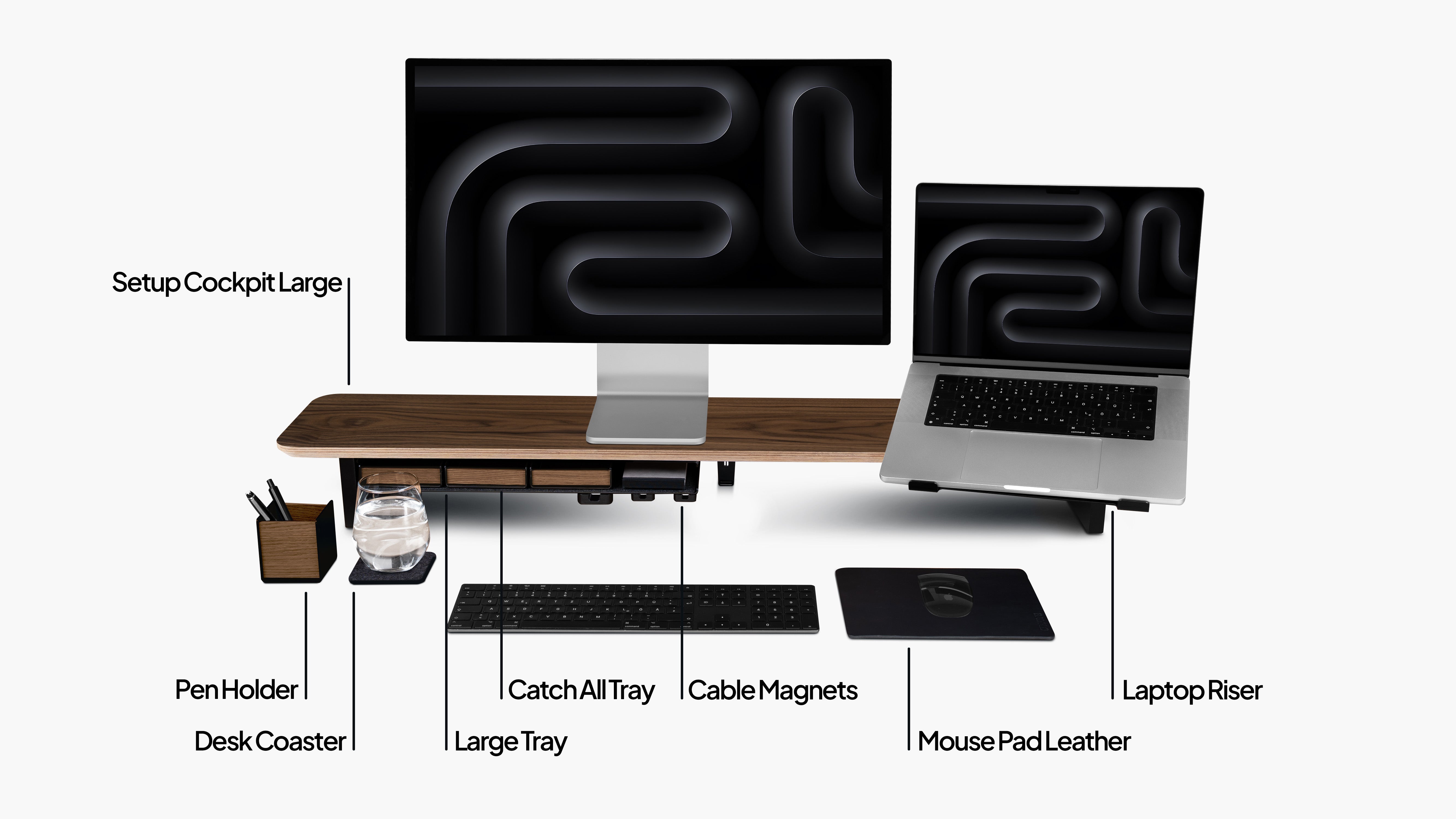 The Setup Cockpit Large & Laptop Riser Set - Walnut | BALOLO